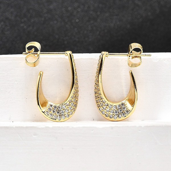 Boucles d'oreilles en laiton avec micro pavé de zircone cubique transparente pour femmes