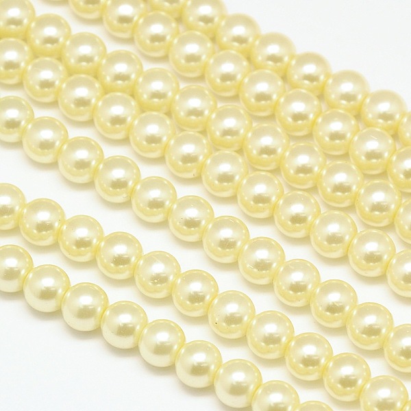 

PandaHall Eco-Friendly Dyed Glass Pearl Round Bead Strands, Cotton Cord Threaded, Champagne Yellow, 6mm, Hole: 1.2~1.5mm, about 72pcs/strand...
