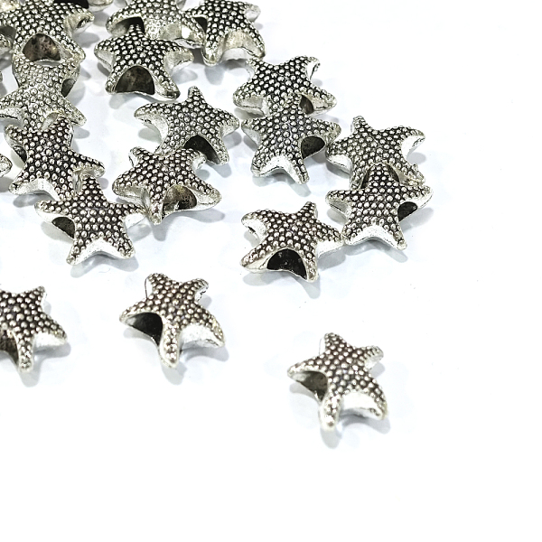 

PandaHall Alloy European Beads, Large Hole Beads, Starfish/Sea Stars, Antique Silver, 13x12x6.5mm, Hole: 4.5mm Alloy Starfish