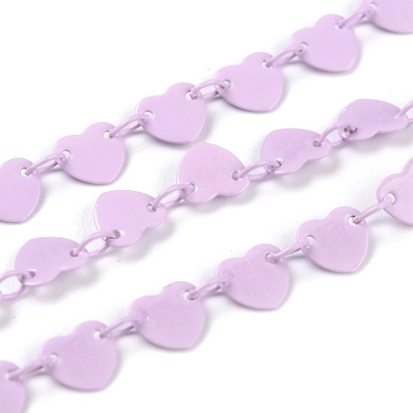 

PandaHall Spray Painted Brass Link Chains, with Spool, Soldered, Heart, Plum, Heart: 6x6.5x0.4mm, Link: 4x3x0.5mm, 32.8 Feet(10m)/roll Brass..., Purple