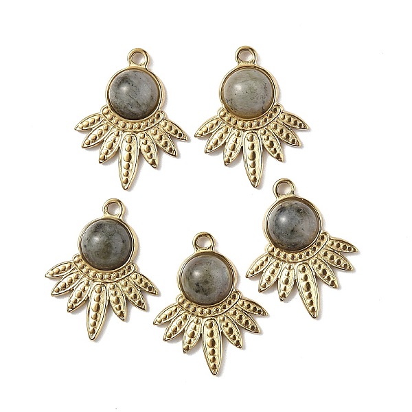 

PandaHall Natural Labradorite Pendants, Maple Leaf Charms, with Vacuum Plating Real 18K Gold Plated 201 Stainless Steel Findings...