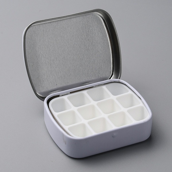 

PandaHall Iron Watercolor Paints & Nail Polish Tins Storage Box, with Plastic 12 Grids, for Nail Art Decoration, Art Painting Paints Storage..., White