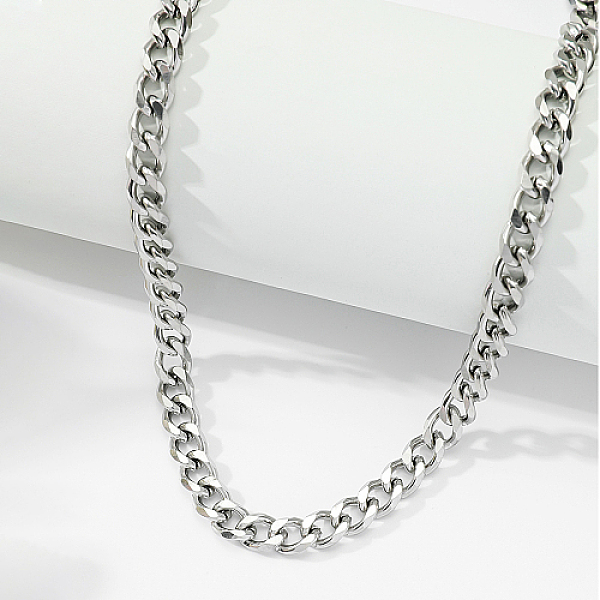 

PandaHall Stainless Steel Cuban Link Chain Necklaces, Stainless Steel Color, 17.72 inch(45cm) Stainless Steel