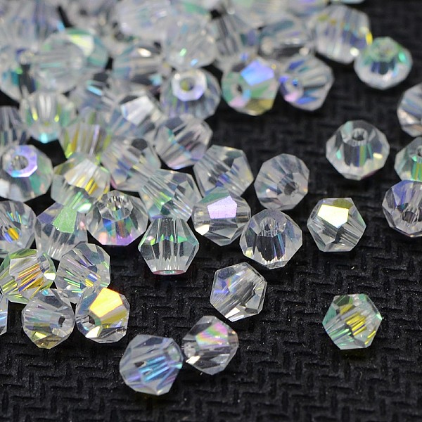 

PandaHall AB Color Plated Crystal Glass Bicone Loose Beads, Faceted, Colorful, 4.5x4mm, Hole: 1mm Glass Bicone