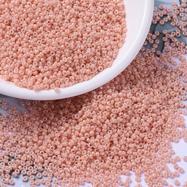

PandaHall MIYUKI Round Rocailles Beads, Japanese Seed Beads, (RR596) Opaque Tea Rose Luster, 11/0, 2x1.3mm, Hole: 0.8mm, about..., Pink