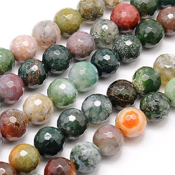 

PandaHall Natural Indian Agate Beads Strands, Faceted, Round, Mixed Color, 8mm, Hole: 1mm, about 46pcs/strand, 15 inch Indian Agate Round..., Multicolor