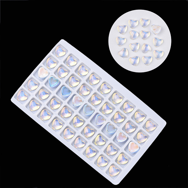 

PandaHall Transparent K9 Glass Cabochons, Flat Back, Heart, Alice Blue, 10x10x4.5mm, about 45pcs/bag Glass Heart Blue