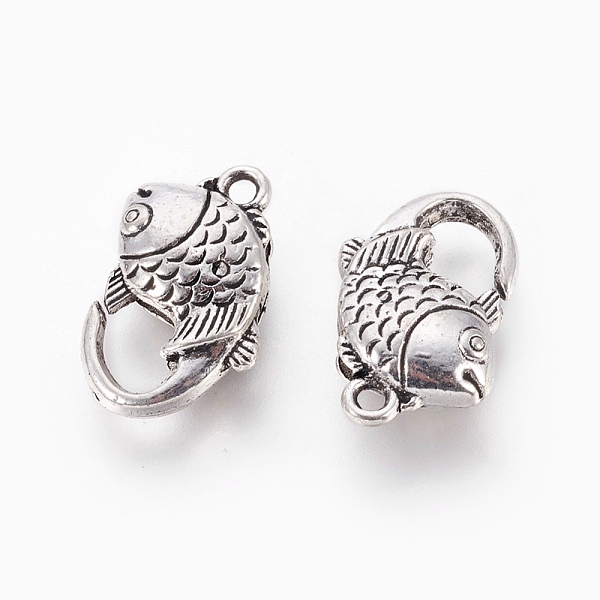 

PandaHall Alloy Fish Lobster Claw Clasps, Cadmium Free & Lead Free, Antique Silver Color, Size: about 20mm long, 12mm wide, 6mm thick, hole...