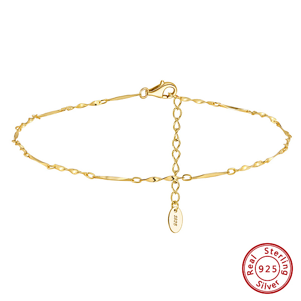 

PandaHall 925 Sterling Silver Anklet, Real 14K Gold Plated, 8-1/2 inch(21.5cm) Sterling Silver