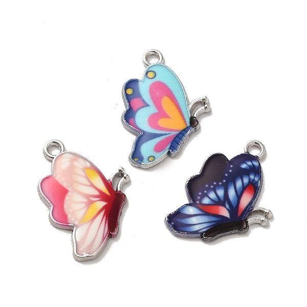 

PandaHall Alloy Enamel Pendants, Platinum, Butterfly Charm, Mixed Color, 24x16.5x2mm, Hole: 2mm Alloy+Enamel Butterfly Multicolor