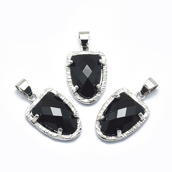 

PandaHall Natural Black Agate Pendants, with Brass Findings, Faceted, Platinum, Dyed & Heated, 22.5x14.5x5mm, Hole: 4x5.5mm Black Agate...