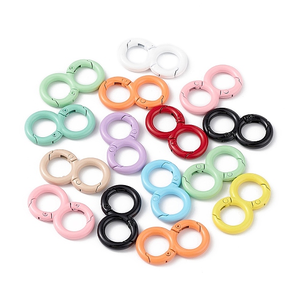 

PandaHall Spray Painted Alloy Spring Gate Rings, Double Round, Mixed Color, 7 Gauge, 32x17.5x3.5mm, Hole: 10.7mm Alloy Multicolor
