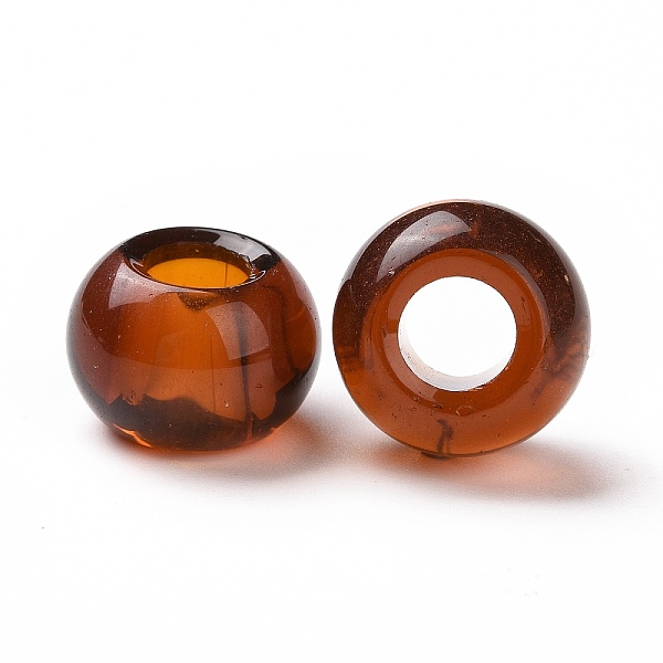PandaHall Glass European Beads, Large Hole Beads, Rondelle, Chocolate, 15x10mm, Hole: 5~6.4mm Glass Rondelle Brown