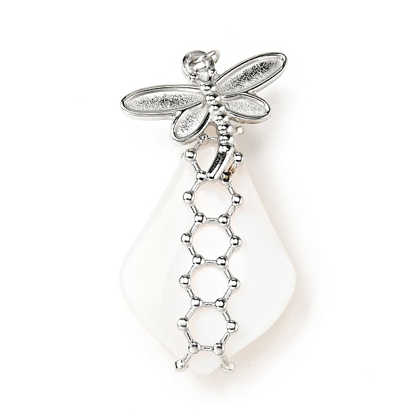 

PandaHall Natural White Shell Pendants, Teardrop Charm, with Stainless Steel Color Plated 304 Stainless Steel Dragonfly Findings and Jump...