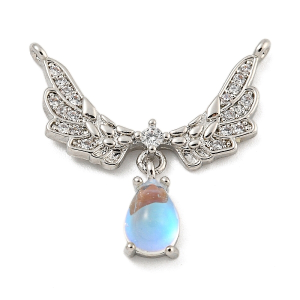 

PandaHall Brass Micro Pave Cubic Zirconia Pendant, Wings, Light Sky Blue, 22x22x5mm, Hole: 0.8mm Brass+Cubic Zirconia Wing