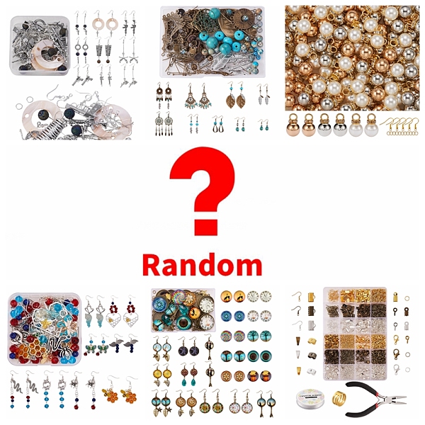 

PandaHall Lucky Bag, Mixed Metal Earring Components & Charms Findings Kits, for DIY Earring Making, Random Color Metal Multicolor