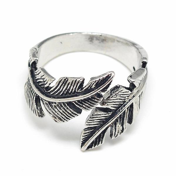

PandaHall Adjustable Alloy Cuff Finger Rings, Leaf, Size 10, Antique Silver, 20mm Alloy