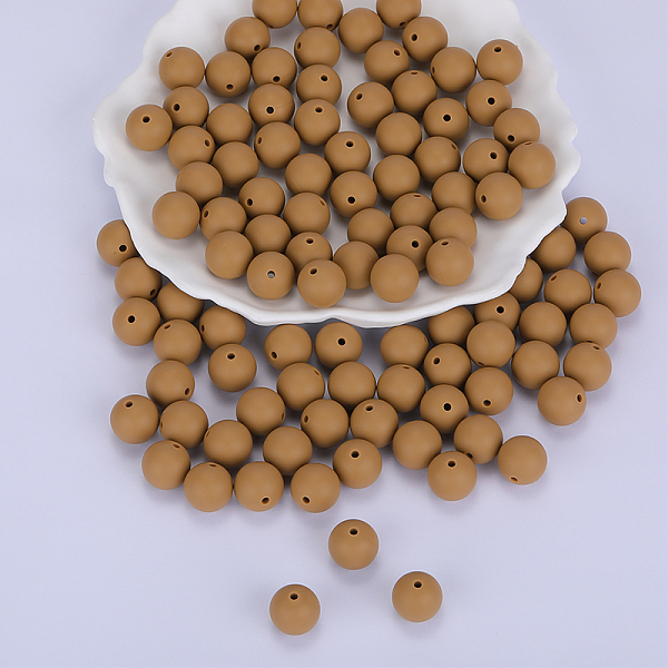 

PandaHall Round Silicone Focal Beads, Chewing Beads For Teethers, DIY Nursing Necklaces Making, Peru, 15mm, Hole: 2mm Silicone Round Brown