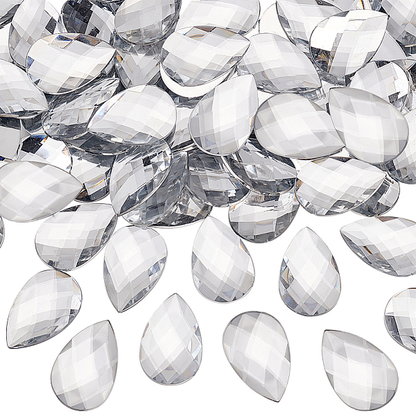 

PandaHall Olycraft 100Pcs Flat Back Acrylic Rhinestone Cabochons, Faceted, Teardrop, Clear, 30x20x4.5mm Acrylic Rhinestone Teardrop Clear