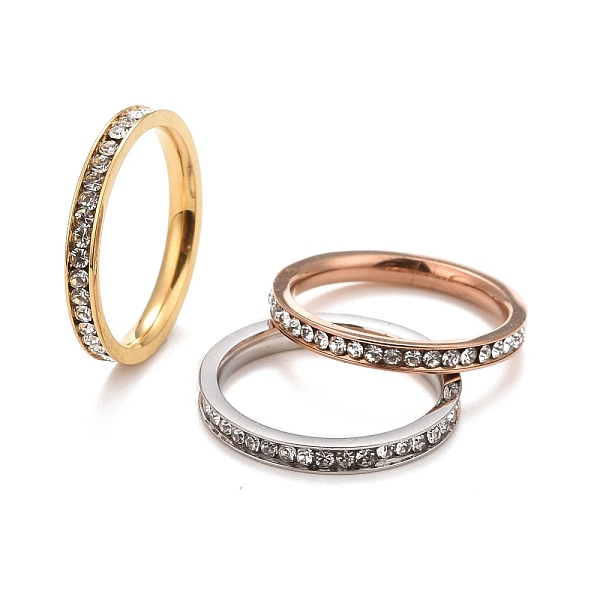 

PandaHall 304 Stainless Steel Rhinestone Rings Set, Child Finger Rings, Mixed Color, US Size 3(14mm), 3pcs/set 304 Stainless Steel Clear
