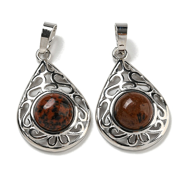 

PandaHall Natural Mahogany Obsidian Pendants, Rack Plating Brass Hollow Teardrop Charms, Cadmium Free & Lead Free, Platinum, 29.5x19.5x7.5mm...