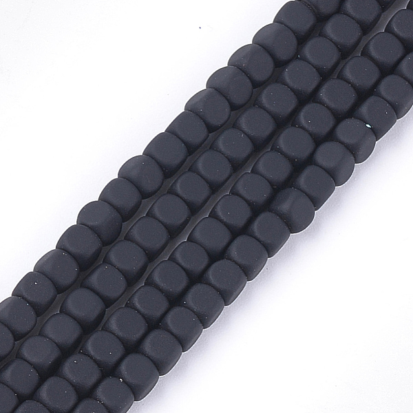 

PandaHall Spray Painted Non-magnetic Synthetic Hematite Beads Strands, Cube, Black, 3.5~4x4x4mm, Hole: 0.8mm, about 99~110pcs/strand, 14.1...