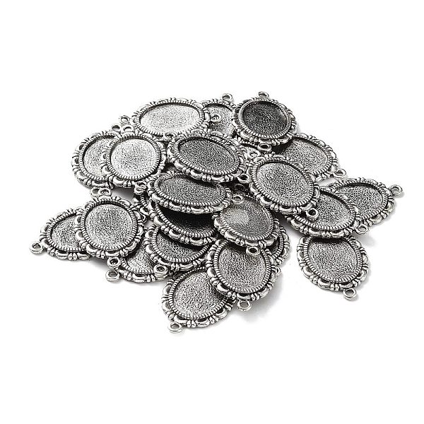 

PandaHall Tibetan Style Alloy Cabochon Connector Settings, Nickel Free, Oval, Antique Silver, Tray: 14x19mm, 33x20x2mm, Hole: 2mm Alloy Oval