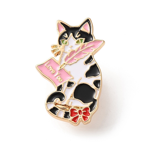 猫の形をしたラブレター入りエナメルピン