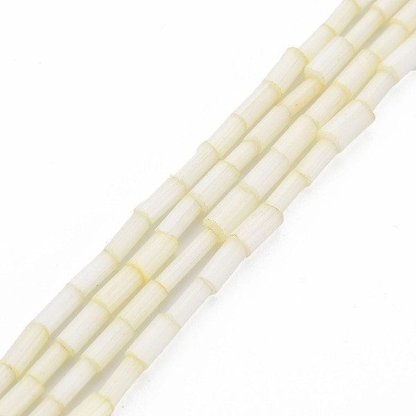 

PandaHall Glass Silk Stain Style Beads Strands, Tube, Champagne Yellow, 3.5~5x2~2.5mm, Hole: 1mm, about 90~92pcs/strand, 15.43 inch~15.75...