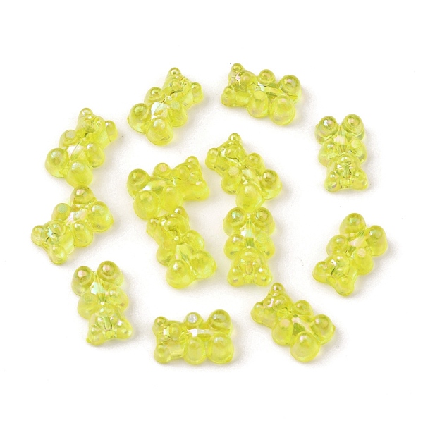 

PandaHall Transparent Resin Beads, AB Color Plated, Bear, Green Yellow, 16x10.5x7mm, Hole: 1.8mm, 20pcs/bag Resin Bear Yellow