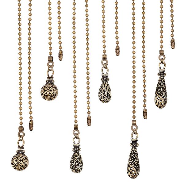 

PandaHall BENECREAT 6pcs Vintage Hollow Ceiling Fan Pull Chain, Teardrop Round Carve Patterns Chain Extender with Iron Ball Chain Connector...