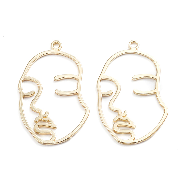 

PandaHall Alloy Open Back Bezel Pendants, For DIY UV Resin, Epoxy Resin, Pressed Flower Jewelry, Abstract Face, Golden, 44x29x1.5mm, Hole...