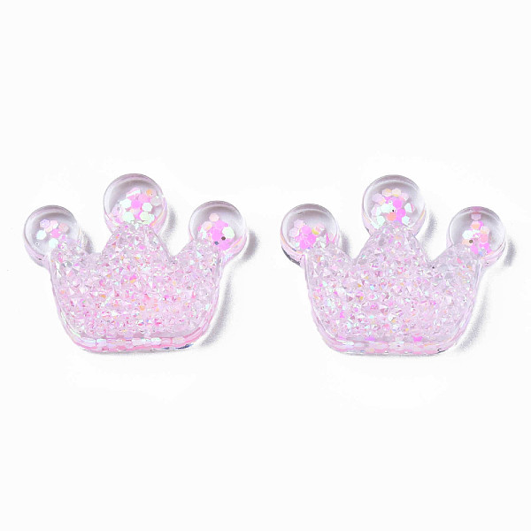 

PandaHall Transparent Resin Cabochons, with Paillette, Crown, Pearl Pink, 20x24.5x8mm Epoxy Resin Crown