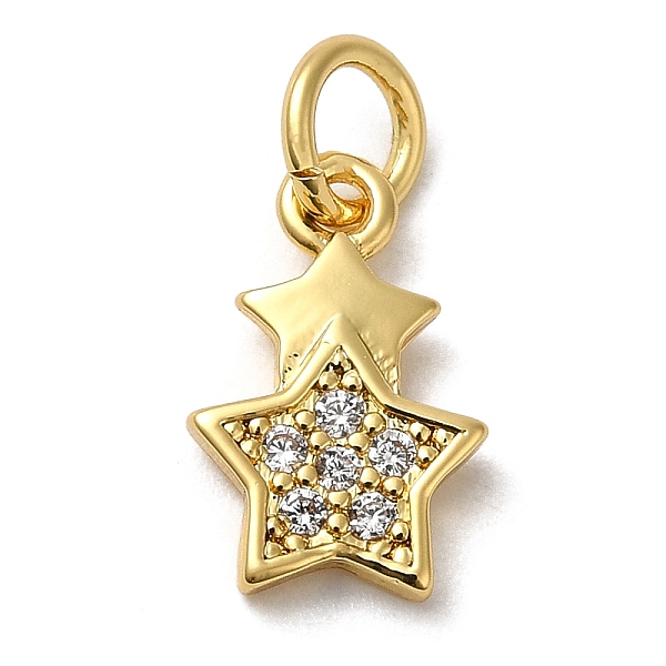 

PandaHall Rack Plating Brass Pendants, with Cubic Zirconia, Lead Free & Cadmium Free, Star, Real 18K Gold Plated, 11.5x7.5x1.5mm Brass+Cubic..., Clear