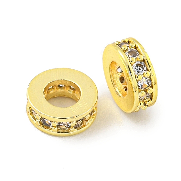

PandaHall Brass Cubic Zirconia Spacer Beads, Long-Lasting Plated, Lead Free & Cadmium Free, Flat Round, Clear, 6x2mm, Hole: 3mm Brass+Cubic...
