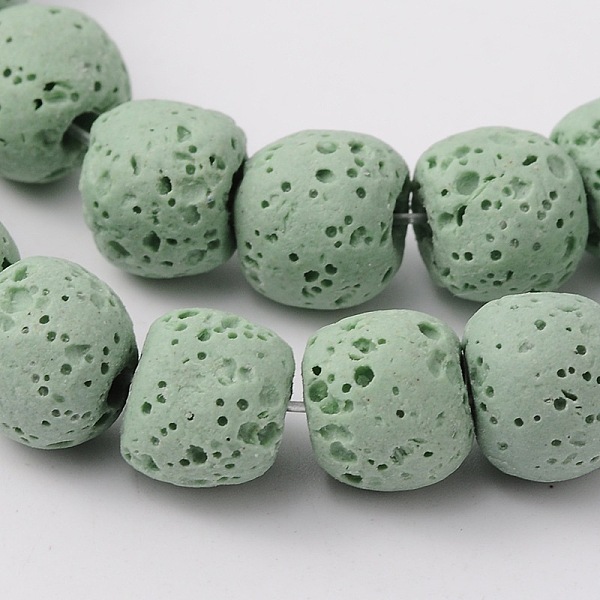 

PandaHall Natural Lava Rock Bead Strands, Dyed, Round, Pale Green, 8mm, Hole: about 2mm, about 52pcs/strand, 15.5 inch Lava Rock Round