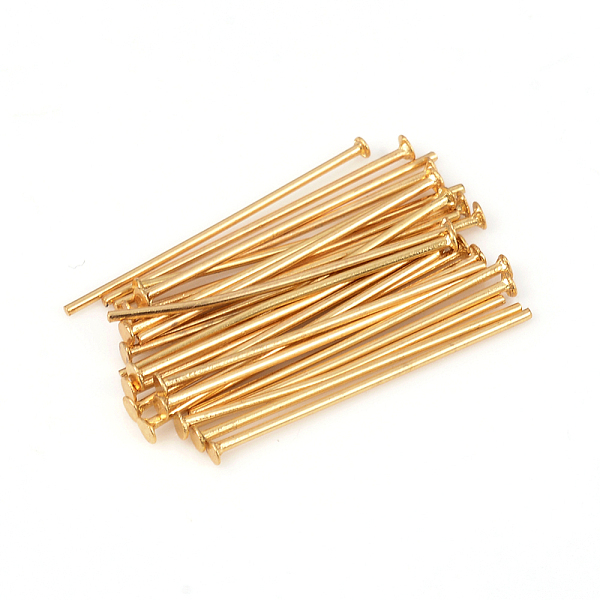 

PandaHall 304 Stainless Steel Flat Head Pins, Golden, 20x0.6mm, Head: 1.4mm 304 Stainless Steel