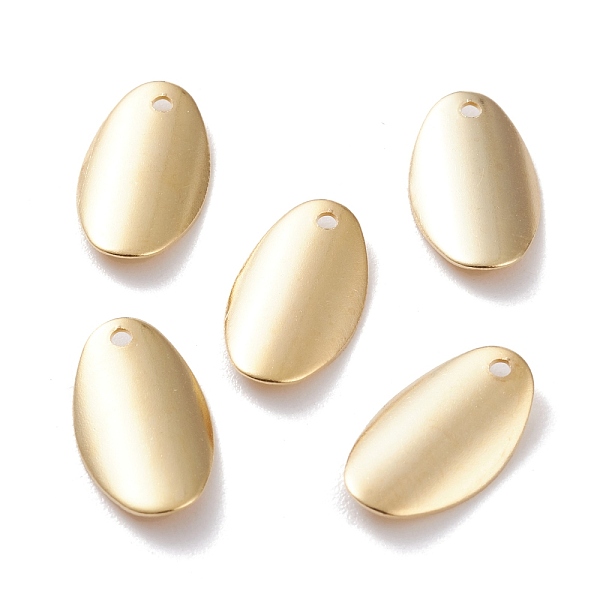 

PandaHall Brass Charms, Oval, Real 24K Gold Plated, 14x8x2mm, Hole: 1mm Brass Oval