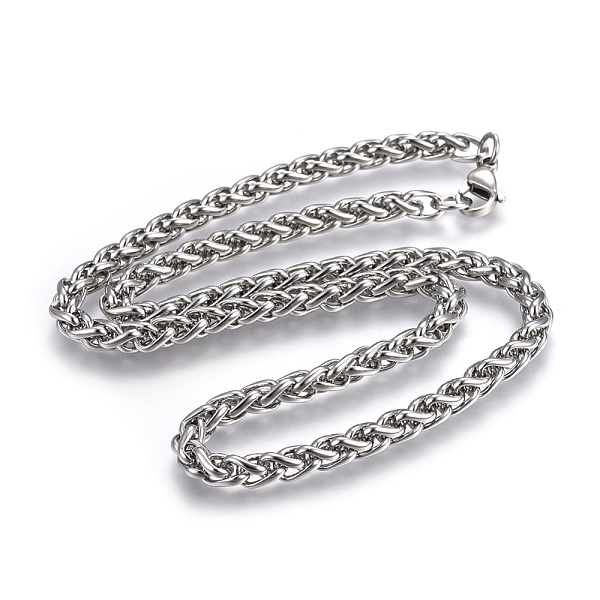 

PandaHall 304 Stainless Steel Wheat Chain Necklaces, with Lobster Claw Clasps, Stainless Steel Color, 19.9 inch(50.5cm), 5.6mm 304 Stainless...