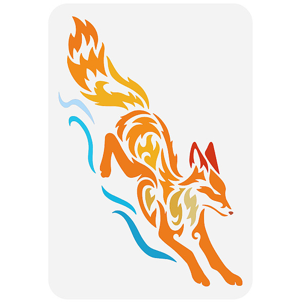 

PandaHall FINGERINSPIRE Fox Stencil 8.3x11.7inch Reusable Tribal Fox Painting Template DIY Craft Running Fox Drawing Stencil Animal Theme...