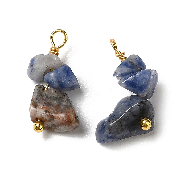 

PandaHall Natural Blue Spot Jasper Pendants, Nuggets Charms with Real 18K Gold Plated Brass Loops, 13~19x7~13x5~7mm, Hole: 1.5~1.6mm Blue...