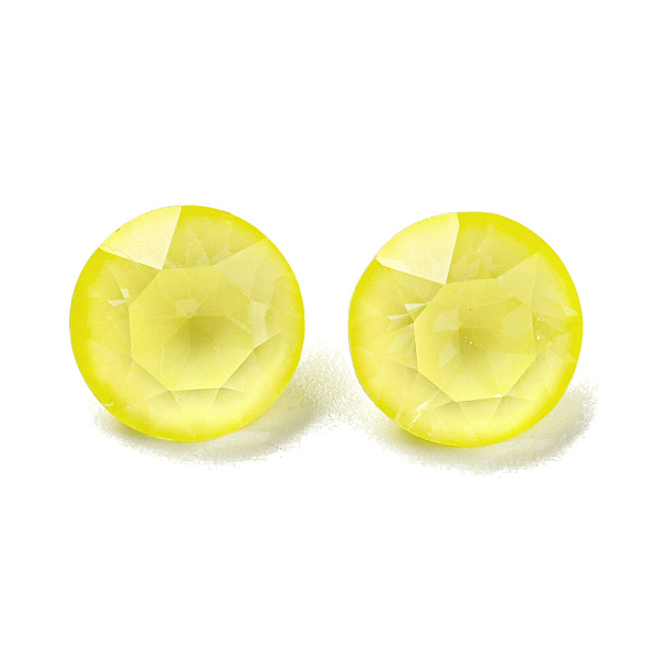 

PandaHall Glass Rhinestone Cabochons, Point Back & Back Plated, Faceted, Round, Jonquil, 6x4.5mm Glass Rhinestone Round Yellow