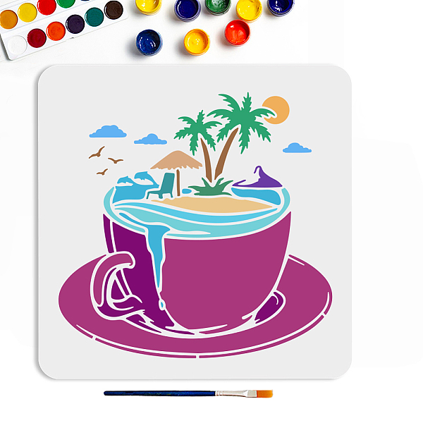 

PandaHall MAYJOYDIY US 1Pc PET Hollow Out Drawing Painting Stencils, for DIY Scrapbook, Photo Album, with 1Pc Art Paint Brushes, Tableware...