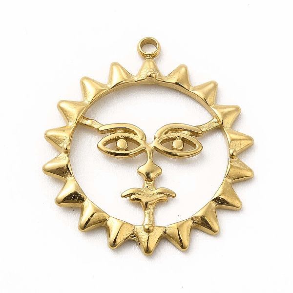 

PandaHall 304 Stainless Steel Pendants, Hollow Sun Charms, Golden, 28.5x25.5x3mm, Hole: 1.8mm 304 Stainless Steel Sun