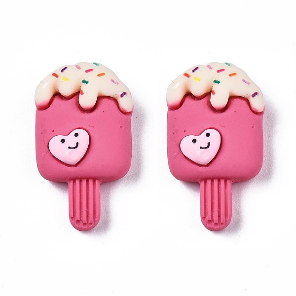 

PandaHall Opaque Resin Cabochons, Ice Cream, Cerise, 23x13x7mm Resin Food Red