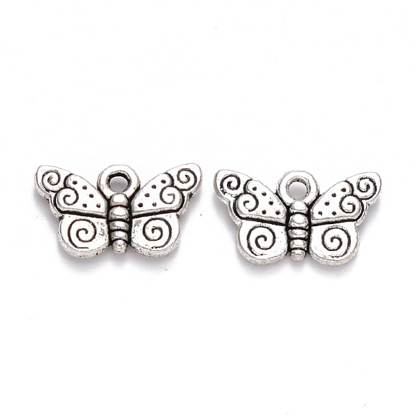 

PandaHall Tibetan Style Alloy Charms, Butterfly, Cadmium Free & Lead Free, Antique Silver, 9x15x2.5mm, Hole: 1.5mm Alloy Butterfly