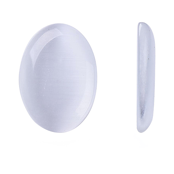 

PandaHall Cat Eye Glass Cabochons, Oval/Rice, White, about 10mm wide, 14mm long,about 3mm thick Glass Oval White
