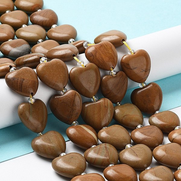 

PandaHall Natural Wood Lace Stone Beads Strands, with Seed Beads, Heart, 14~15x15x6~6.5mm, Hole: 1.4mm, about 23~24pcs/strand, 14.57''(37cm)...