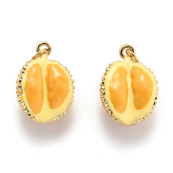 

PandaHall Brass Enamel Pendants, with Jump Ring, Long-Lasting Plated, Real 18K Gold Plated, Durian, Gold, 17x12x8.6mm, Hole: 2.8mm...