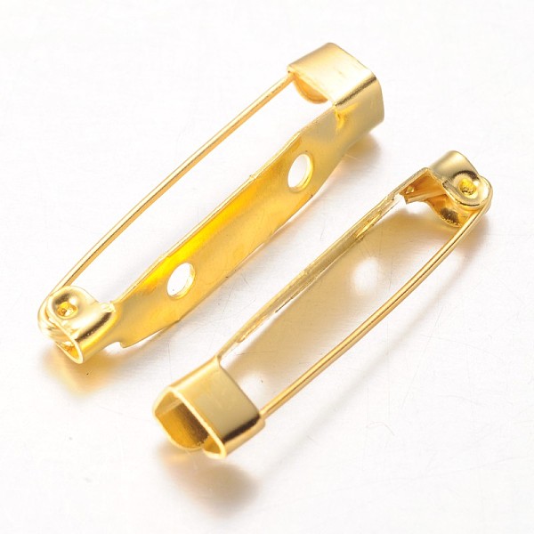 

PandaHall Iron Brooch Findings, Back Bar Pins, Golden, 30mm long, 5mm wide, 6mm thick, hole: 1.5mm Iron